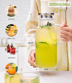 LUNA&MANTHA Glass Pitcher, 2 Liter 68oz Water Pitcher - Image 5