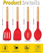 Pack of 4 Silicone Cooking Utensils Set, Non Stick Solid Spatulas and Heat - Image 3