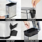 mDesign Small Modern 1.3 Gallon Rectangle Metal Lidded Step Trash Can, Compact - Image 6