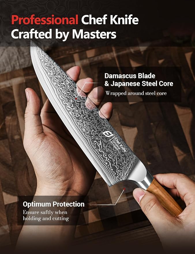 Emojoy Damascus Kitchen Knife Set, 67-Layers Damascus Knife - Image 6