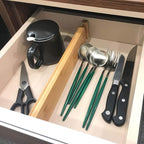 VaeFae Adjustable Bamboo Drawer Dividers, Expandable Drawer Organizer - Image 2