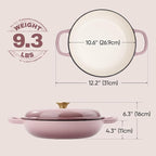3 Quart Enameled Cast Iron Braiser, Non Stick Enameled Cast Iron Skillet - Image 4