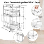 Clear Bathroom Organizers 2 Sets 3 Tier, Pull Out Organizer and Storage - Image 5