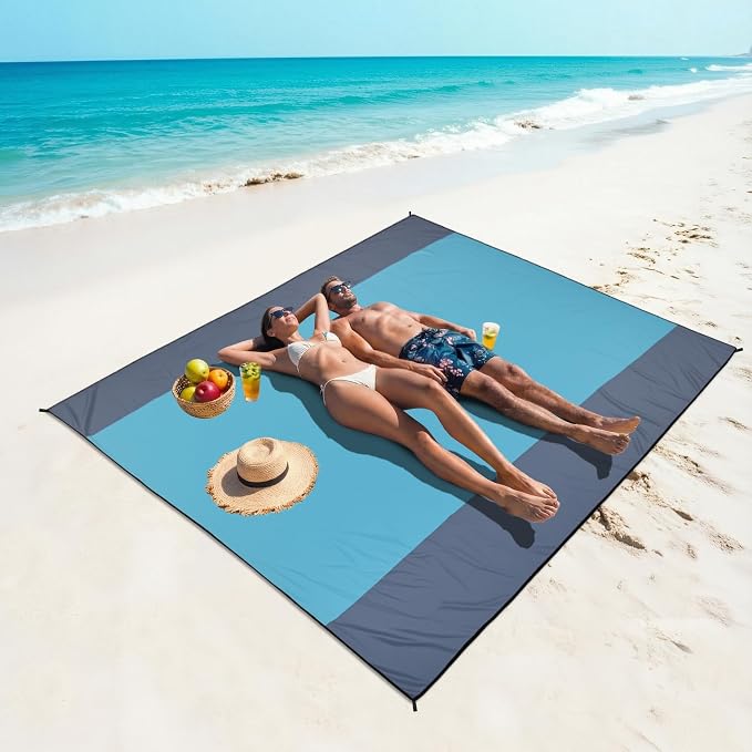 WIWIGO Beach Blanket Waterproof Sandproof Beach Mat 79" X 83"/10'x9'for 2-8 - Image 5