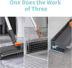 Floor Scrub Brush with Long Handle, 3 in 1 Scrape and Heavy-Duty Stiff Bristle - Image 3