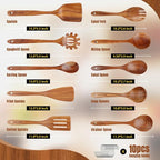 Wooden Spoons for Cooking, Comfortable Grip, Heat Resistant Kitchen Utensils - Image 3