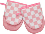Ohocut Pink Checkered Mini Oven Mitts Heat Resistant, Vintage Retro by Ohocut