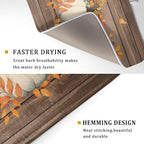 Autumn Pumpkin Dish Drying Mat Rustic Wood Dish Drainer Mats Fast Dry - Image 3