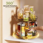 LAMU 10'' Lazy Susan Turntable Organizer, 2 Tier Round Rotating Spice Rack - Image 3