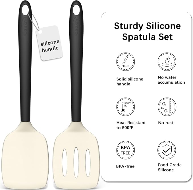 Coukre 2 Pack Silicone Spatula Set, High Heat Resistant, BPA Free Kitchen - Image 3