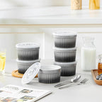 vancasso 6 oz Ramekins with Lid, Porcelain Creme Brulee Souffle Dishes - Image 6