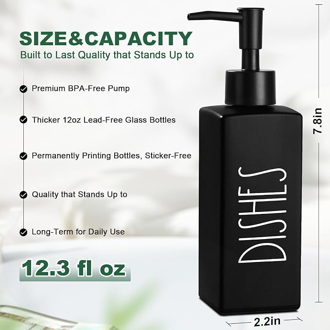 Dish Soap Dispenser, Matte Black Soap Dispenser - Image 2
