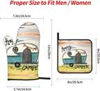 Happy Camper Oven Mitts and Pot Holders Sets of 4, Resistant Hot Pads - Image 3