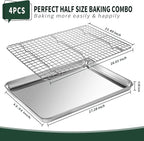 Half Sheet Pans with Rack Set, CEKEE Stainless Half Size Large Baking Sheets - Image 2