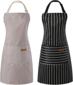 Tosewever 2 Pieces Kitchen Cooking Aprons, Cotton Polyester Blend Adjustable by Tosewever