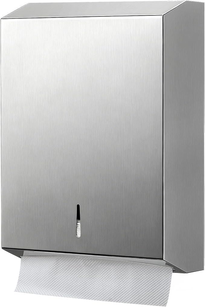 Paper Towel Dispenser Wall Mount, Keyless Magnetic Closure, Brushed Stainless by Gorlary