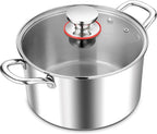 E-far 8 Quart Stock Pot with Lid, 18/10 Tri-ply Stainless Steel Stockpot by E-far