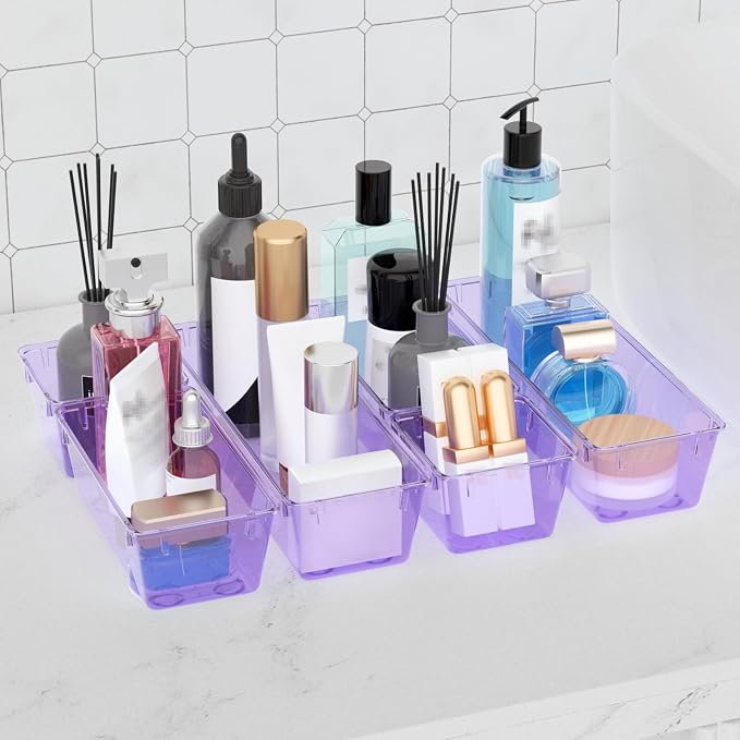 WOWBOX 12 Pack Clear Drawer Organizer Set, Acrylic Drawer Storage Trays - Image 5