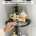 shuang qing 360° Rotating Corner Shower Caddy Tension Pole Organizer - Image 3