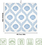 Summer Sea Shell Drying Mat 18x16 Inch, Light Blue Drying Mat - Image 2