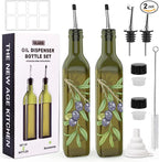 COOLMI Oil and Vinegar Dispenser Set - 17oz/500ML Premium Glass Olive Oil by COOLMI