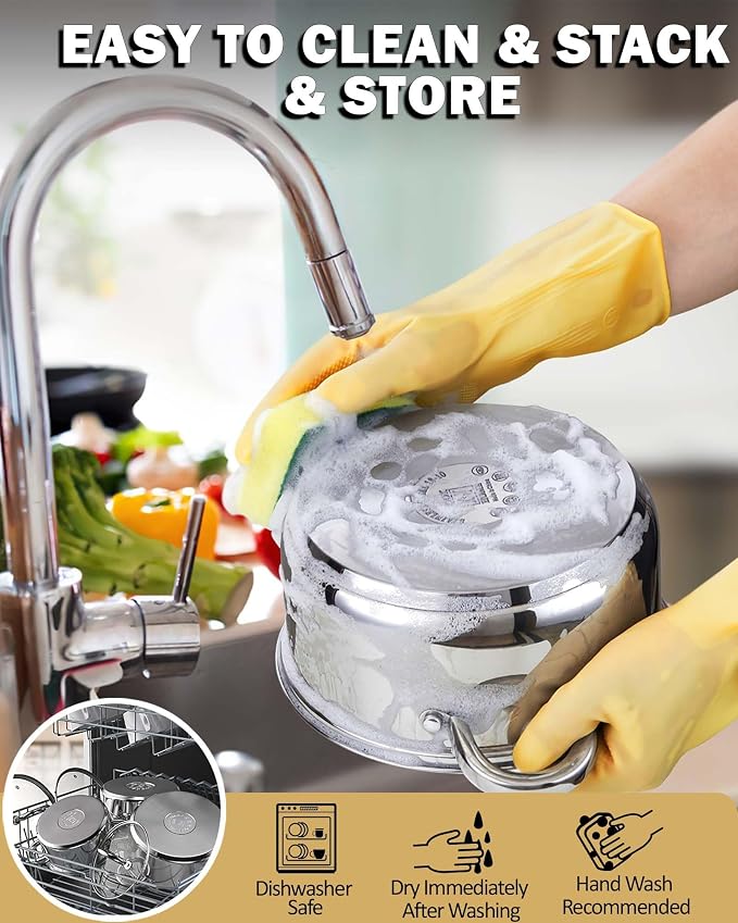 Cook N Home Stockpot with Lid, Basics Stainless Steel Soup Pot - Image 5