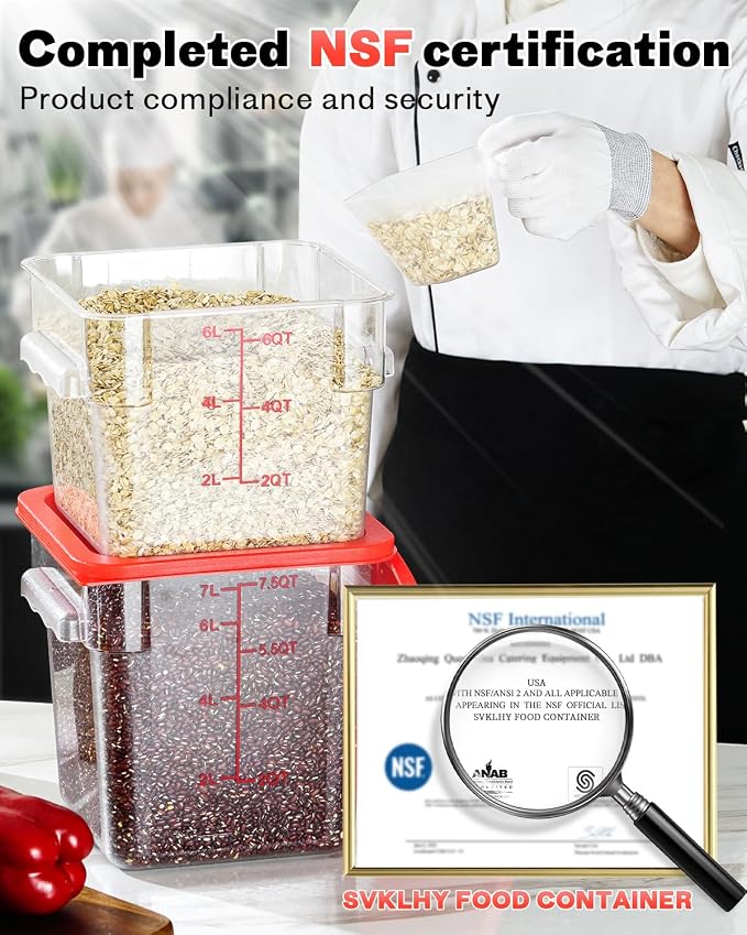 6QT Clear Food Storage Containers: 6 PCS NSF Food Storage Containers - Image 2
