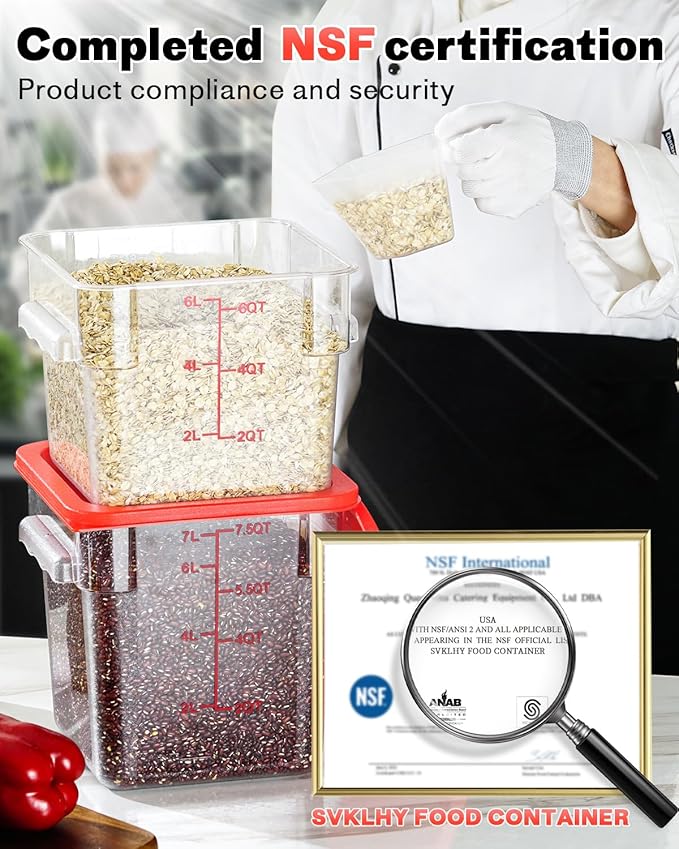 8QT NSF Food Storage Containers: 8 PCS Clear Food Storage Containers - Image 2