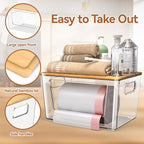spospo Trash Bag Holder with Bamboo Lid, Stackable Trash Bag Dispenser - Image 4