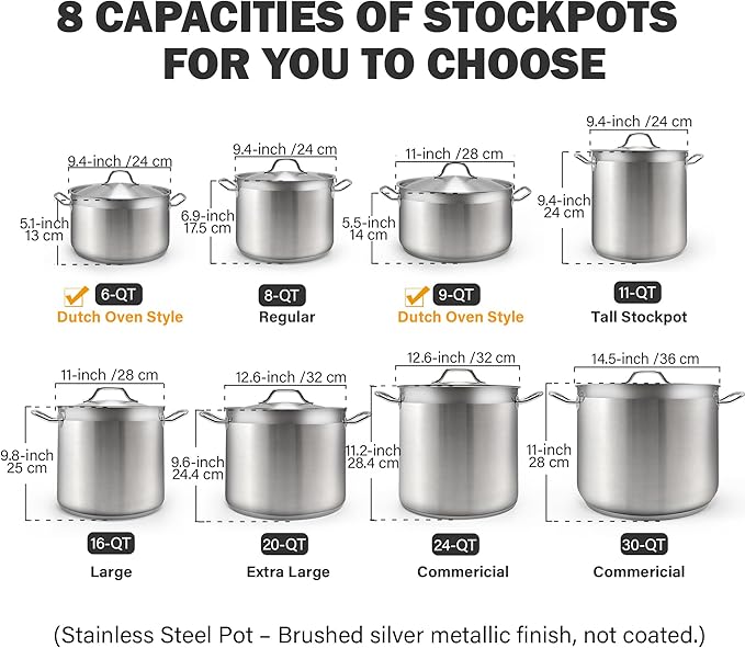 Cooks Standard Stockpots Stainless Steel, 8 Quart Professional Grade Stock Pot - Image 2