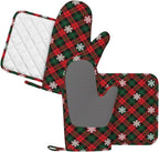 Red Green Plaids Oven Mitts and Pot Holders Set - Image 2