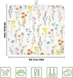 Spring Floral Dish Drying Mat for Kitchen Counter 16 x 18 Inch Colorful Flowers - Image 2