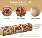 Christmas Embossed Rolling Pin for Baking Cookies Embossing Rolling Pins - Image 2