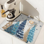 Christmas Tree Dish Drying Mat for Kitchen Counter 24x18 Inch Xmas Snowflake - Image 6