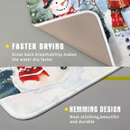 Winter Dish Drying Mat 16 x 18 Inch Xmas Snowman Pattern Dish Drying Pad - Image 3