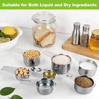 Stainless Steel Measuring Cups Set of 7, Stackable Measure Cups Kitchen Gadgets - Image 5