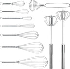 Teenyyou 10 Pcs Stainless Steel Whisks Set Egg Beater Semi Auto Whisk Blender by Teenyyou