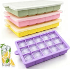 Silicone Ice Cube Trays with Lid, 4 Pack Easy Release Ice Cube Molds by Nufiwra