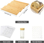 Spice Drawer Organizer with 35 Bamboo-lidded Spice Jars, 216 Labels, 25 - Image 3