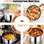 P&P CHEF 5 Quarts Cooking Stock Pot - Image 6