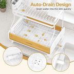 Urackify 2-Tier Dish Drying Rack, Large Stainless Steel & Bamboo Dish Rack - Image 3