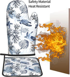Navy Blue Ocean Sea Turtle Oven Mitts and Pot Holders Sets of 3, Heat Resistant - Image 7