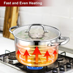 LIANYU 6 QT Stainless Steel Stock Pot, Kitchen Tri-ply Base Cooking Soup Pot - Image 8