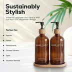 Amber Glass Soap and Lotion Dispenser Set - Image 2