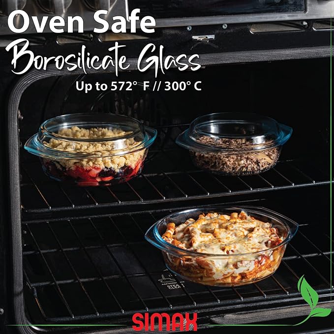 Simax Casserole Dish Set, Round Glass Cookware, Borosilicate Glass, Made In - Image 3
