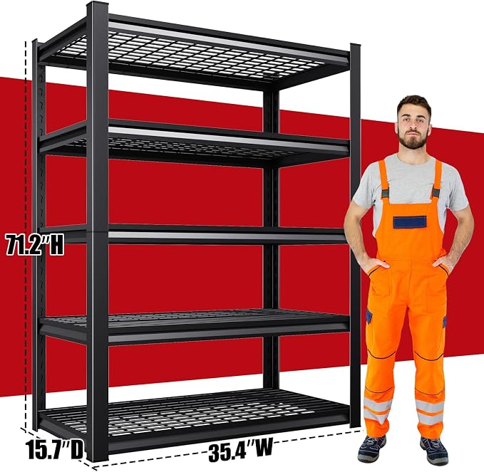 Set of 3 71"H Garage Shelving-3000LBS 5 Tier Storage Shelves, Adjustable Heavy - Image 3