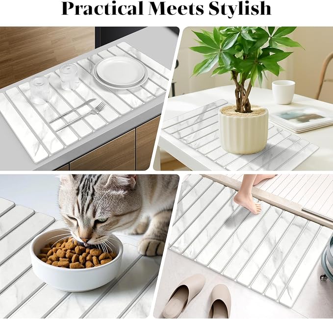 Large Stone Dish Drying Mats for Kitchen Counter, Collapsible Quick Drying Dish - Image 7
