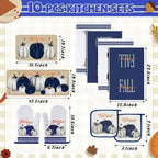 Fanfanwin 10 Pcs Thanksgiving Pumpkin Kitchen Decor Set Kitchen Towels Pot - Image 3