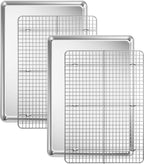 Baking Sheet with Cooling Rack Set, Deedro Stainless Steel Cookie Half Sheets by Deedro