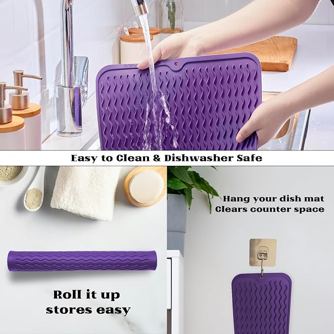 ZLR Silicone Dish Drying Mat & Heat Resistant Trivet - Image 4